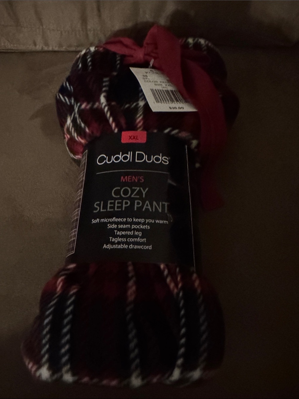 Fleece Pajama Pants Mens XXL Red Plaid Cuddl Duds